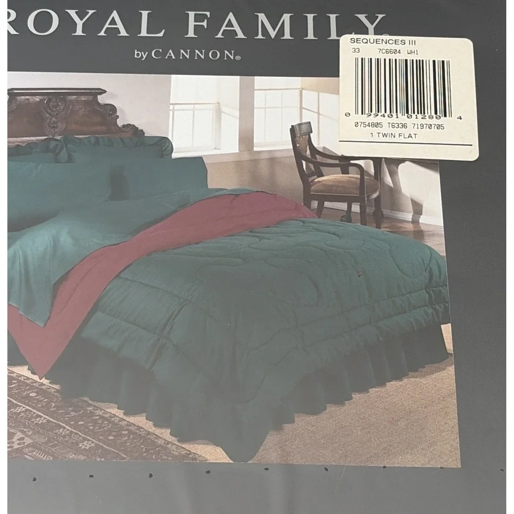 Vintage Royal Family By Cannon Sequences II‎ Twin size Flat Sheet White NEW